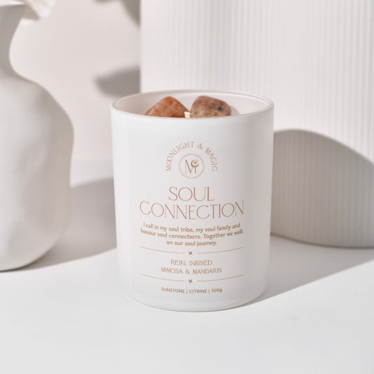 Soul Connection Reiki infused Crystal Candle