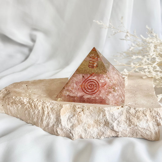 Rose Quartz Orgonite Pyramid Large