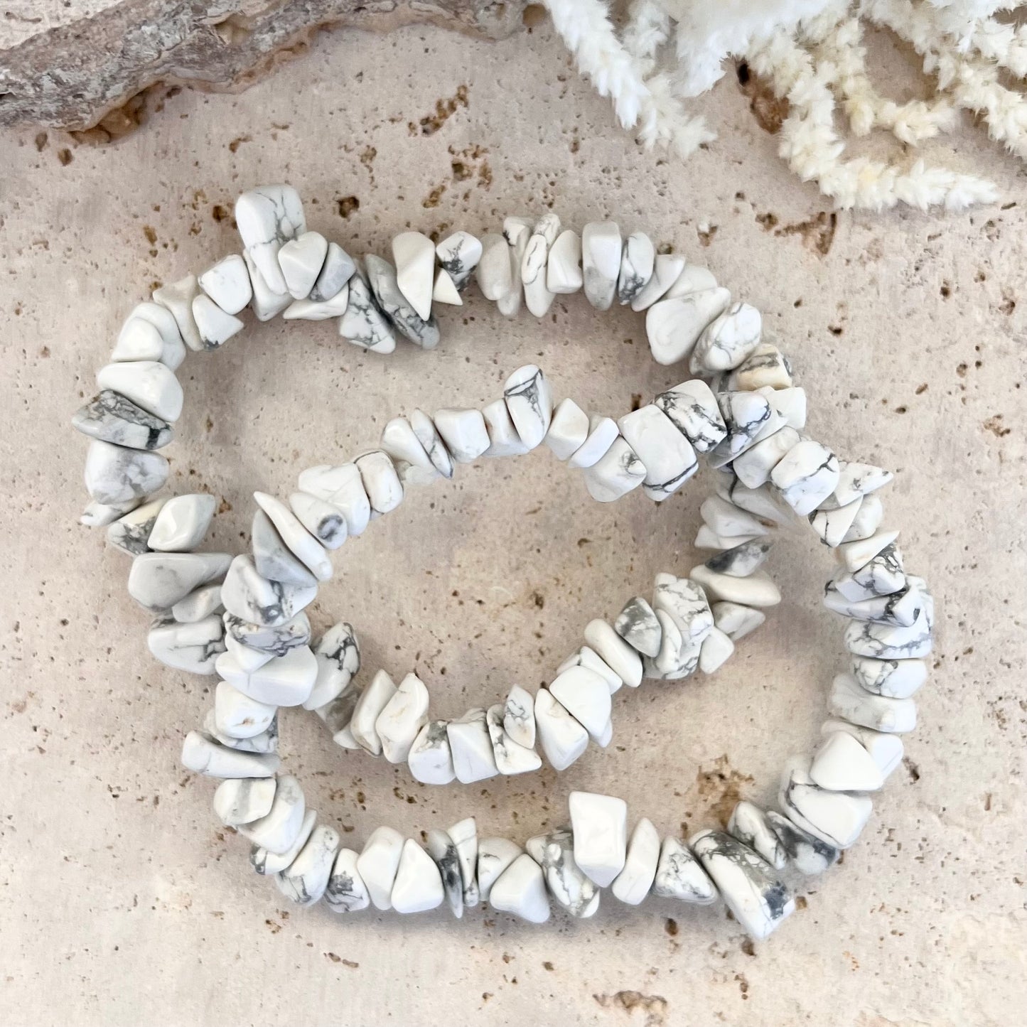 White Howlite Chip Bracelet